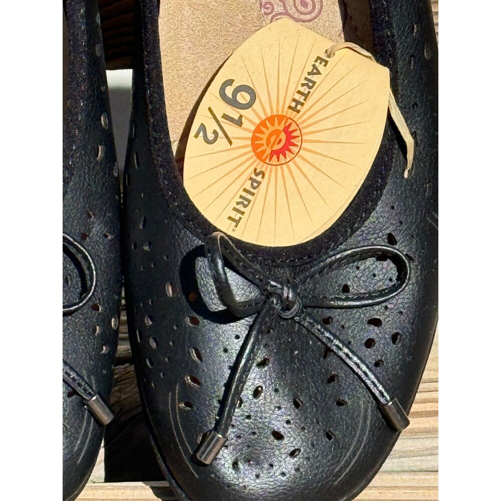 NEW Earth Spirit Gelron Lazer Cut Ballet Flats Womens Size 9.5 Black
